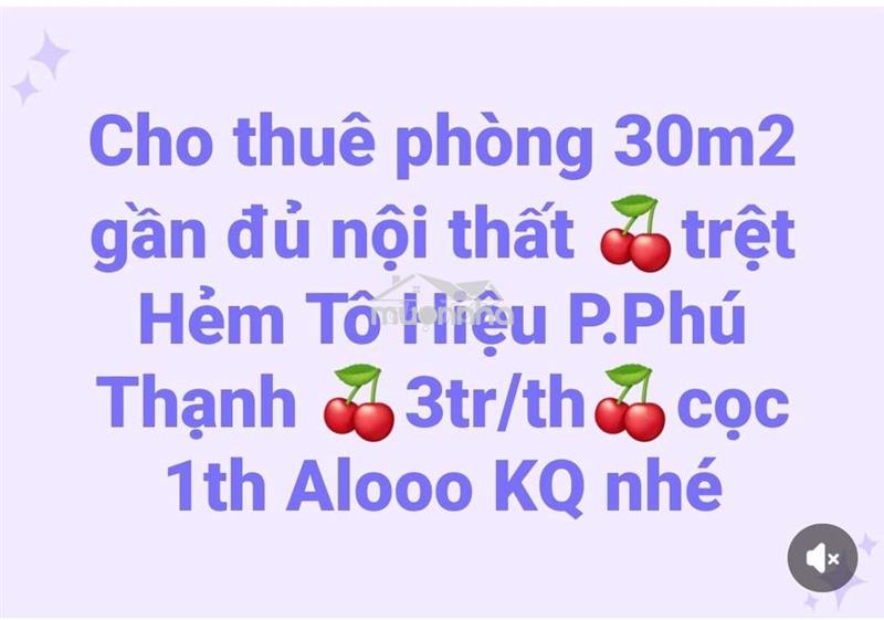 Cho thuê phòng trệt đủ n.thất 3tr đường tô hiệu