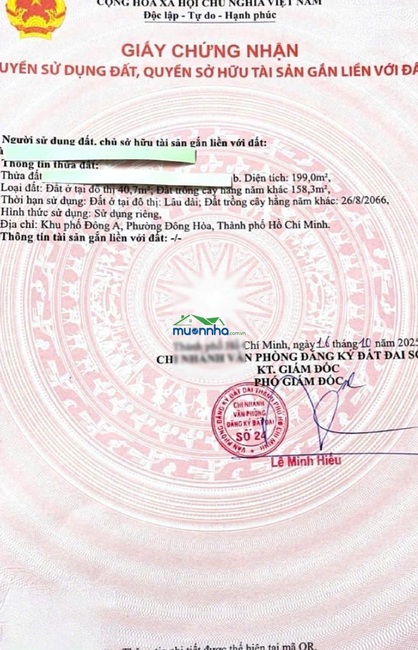 8044 - bán đất trung tâm p. đông hoà, dĩ an - 199m2 thích hợp xây biệt thự - ngang 7,3m - 4,65 tỷ