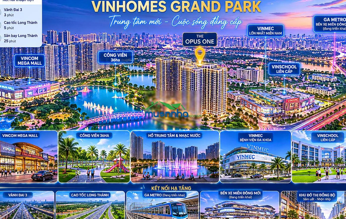 Chỉ thanh toán trước 1,2 tỷ (30%) sở hữu 1pn+ trung tâm vinhomes grand park