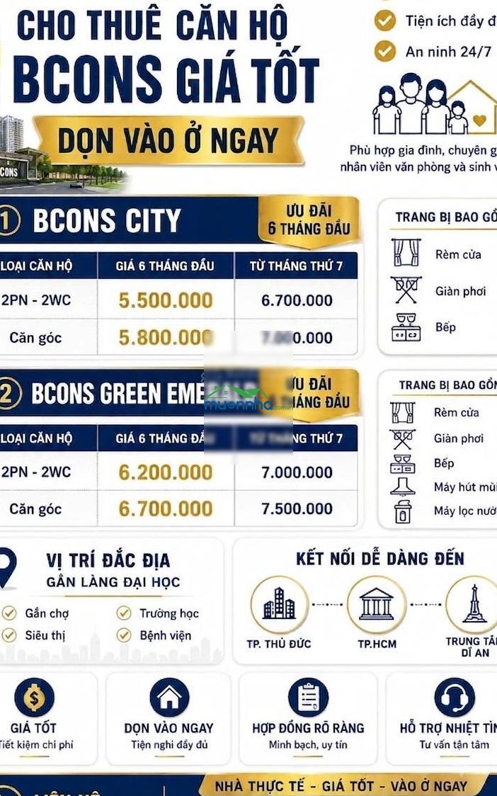 Chính chủ cho thuê căn hộ bcons giá tốt - dọn vào ở ngay! - 4