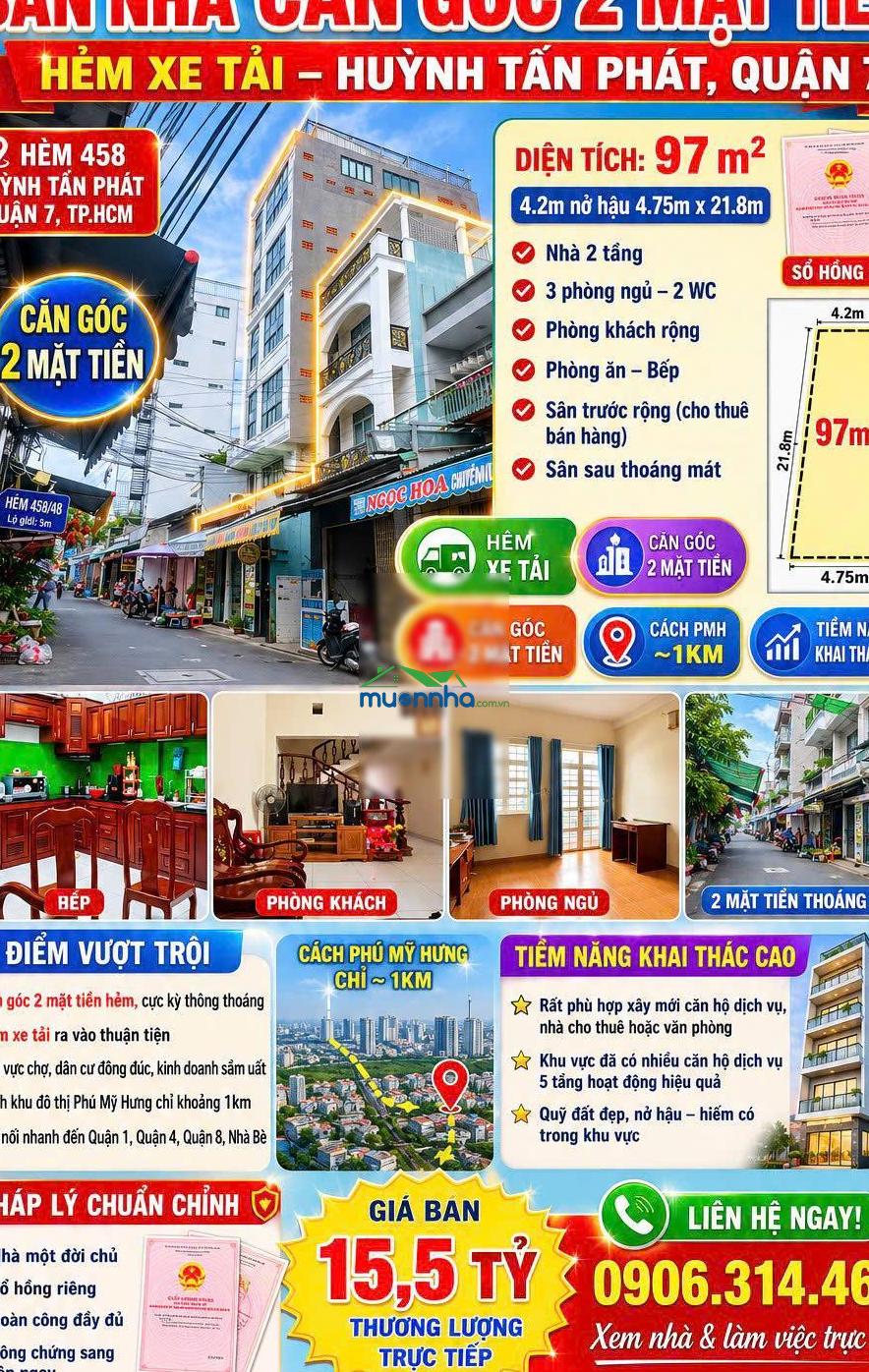 Bán nhà căn góc 2 mặt tiền - dt: 97m²- nở hậu đẹp - huỳnh tấn phát quận 7 - giá nhỉnh 15t - 3