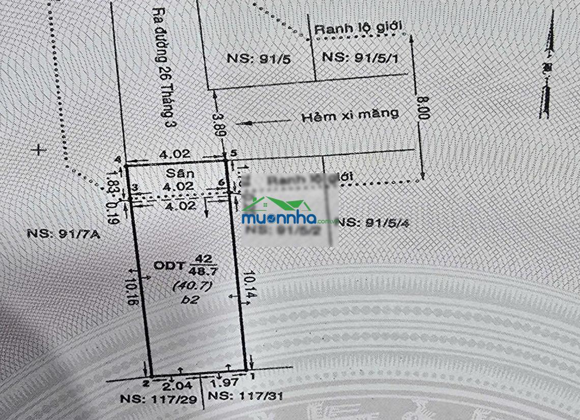 Bán nhà 48 m2, 91/7 đường 26/3, bình hưng hoà, bình tân, hẻm xh 4 met