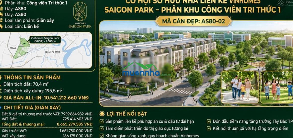 Bán liền kề giãn xây vinhomes saigon park 96m² giá 9,128 tỷ | dãy as85 - 2