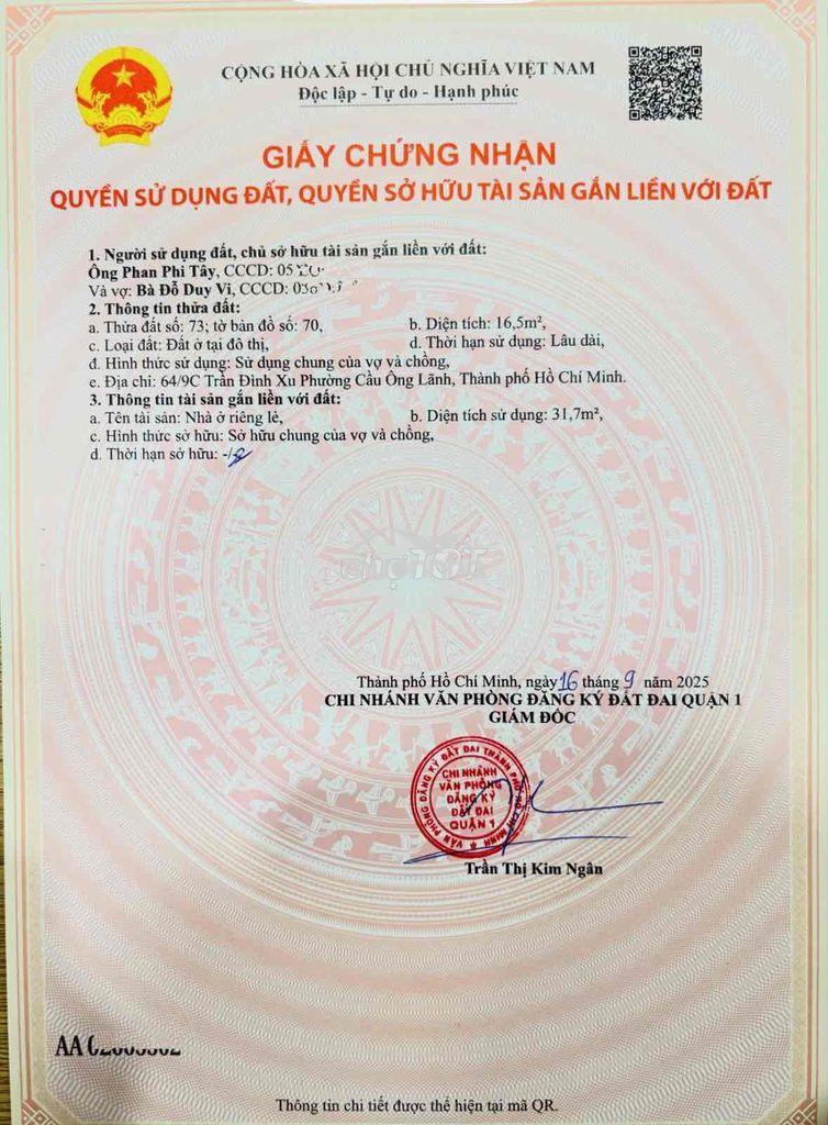 💎 Bán nhà quận 1 - trần đình xu - 3,25 tỷ (tl)