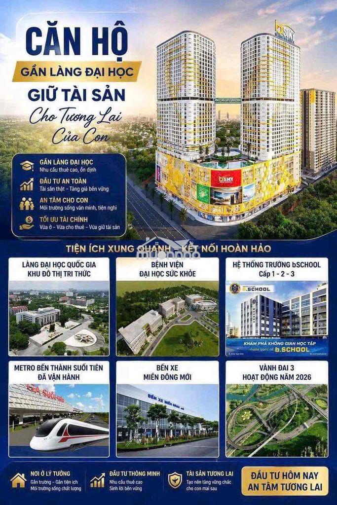 Căn hộ 43.8m2 1pn+ đ. thống nhất p. đông hoà làng đại học tp hcm