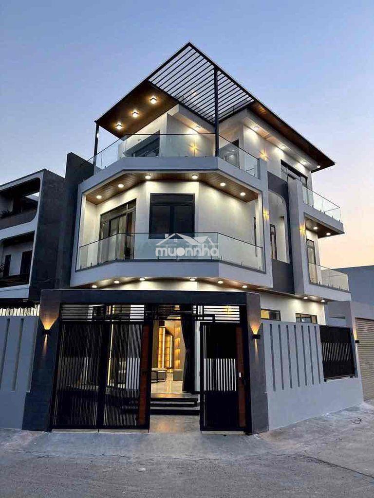 Cho thuê nhà 1trệt 2lầu mới 100% căn góc 3phòng ngủ sân4 ô tô phú hoà