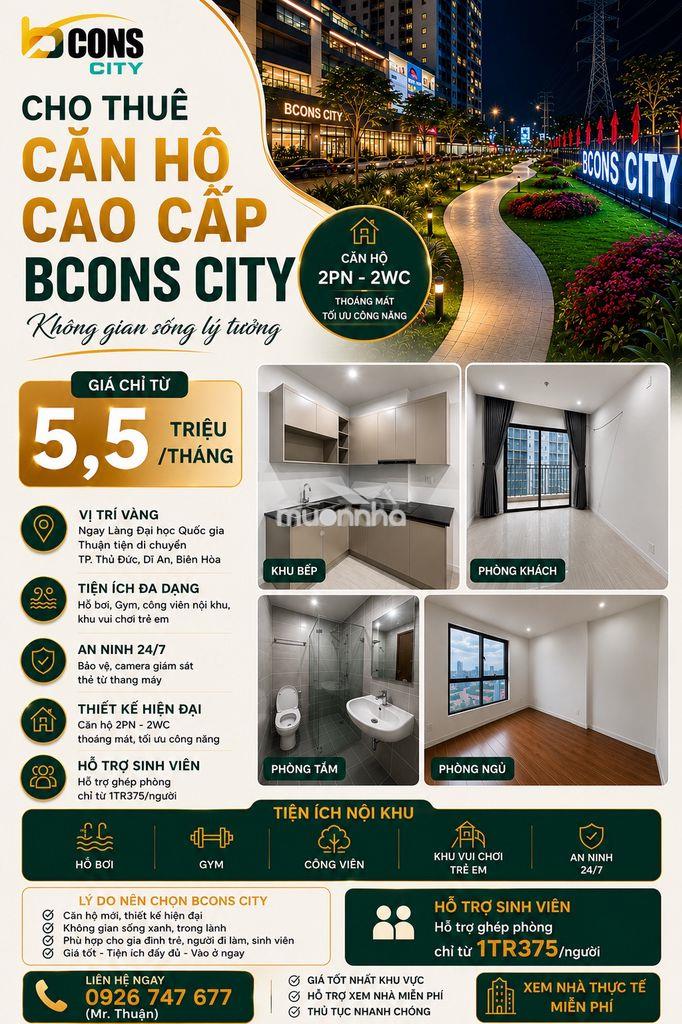 🏡 Cho thuê căn hộ bcons city – chỉ từ 5tr5/tháng