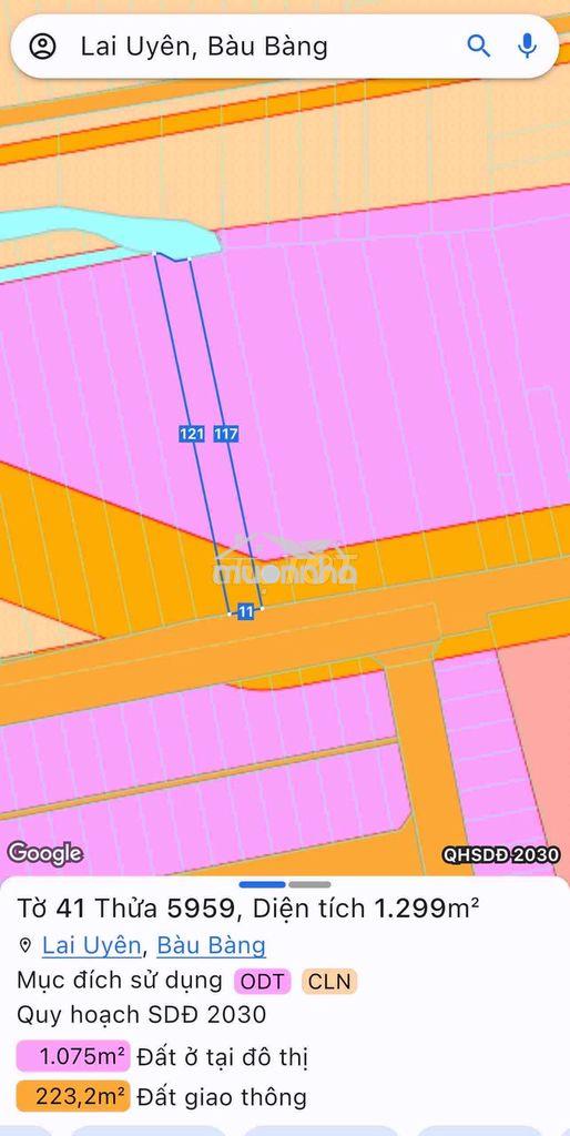 Quỹ đất dự án 1.299m² mặt tiền đt-749c lai uyên - ngang 11m,