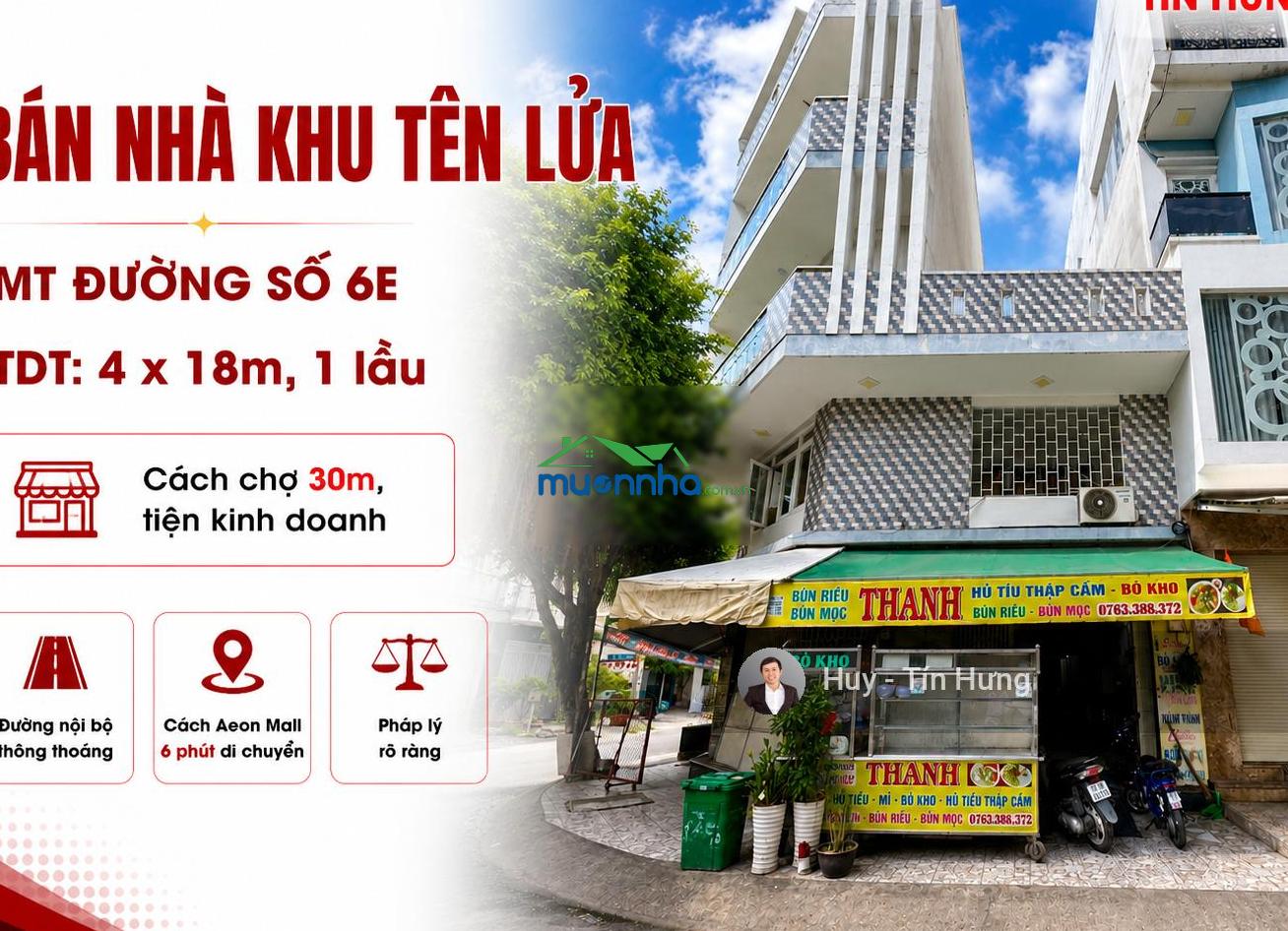 Bán nhà khu tên lửa, mt 3 đường số 6e, dt 4 x 18m, 1 lầu, giá 8.4 tỷ. gần chợ tiện kinh doanh