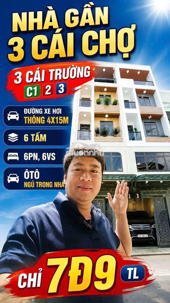Nhà hxh thông hl2, 4x15m, lửng 3 lầu, 5p, 6vs, gần 4 xã