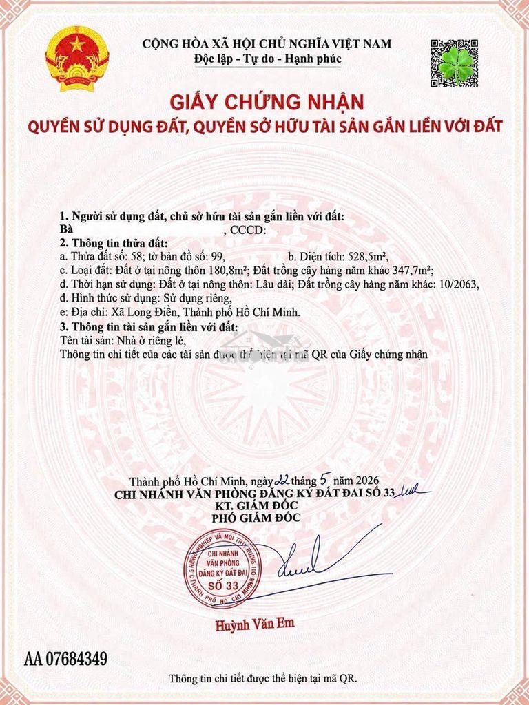 Bán nhà vườn 2 mặt tiền 495 võ thị sáu, long điền, bà rịa - 3
