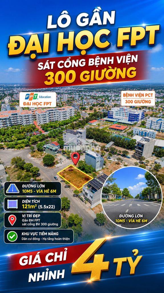 💥 Giá quá tốt - mặt tiền 10m5 cạnh trường fpt chỉ còn 4,4 tỷ! 💥