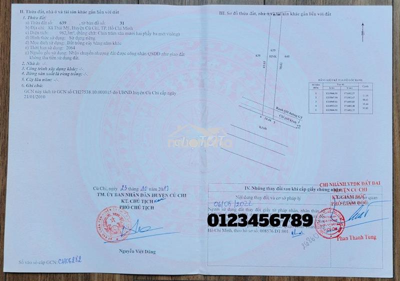 Chỉ 1tr/m, thái mỹ, củ chi. qh đất ở