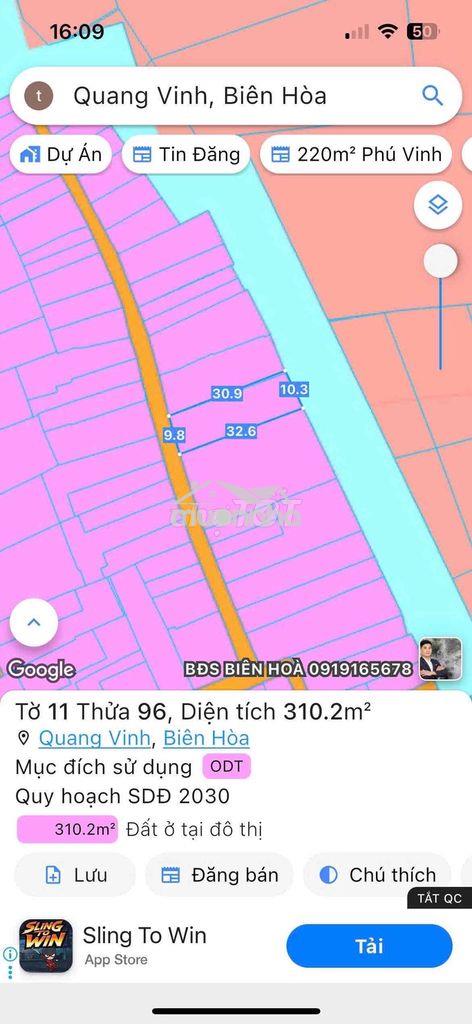 Chính chủ bán lô đất biệt thự 310m2 full thổ cư . kdc hiện hữu
