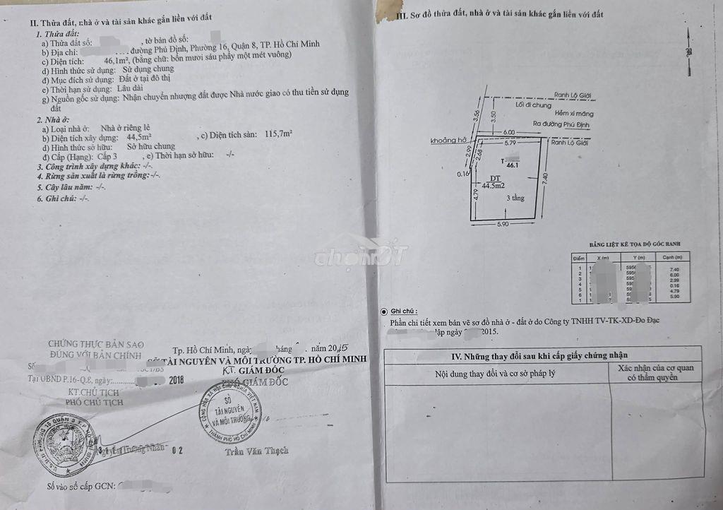 Quận 8 - gần mặt tiền phú định - chỉ 2.25 tỷ - 3❌️8 a4 - hẻm 4m - 4