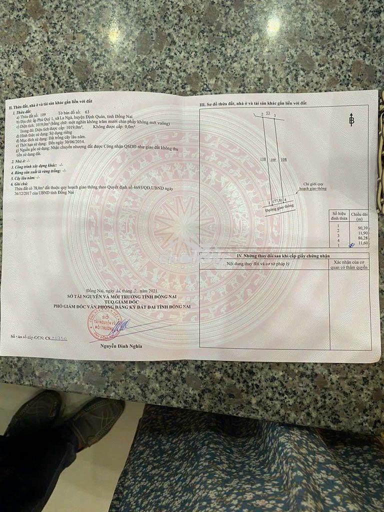Bán đất cln ngày kcn định quán