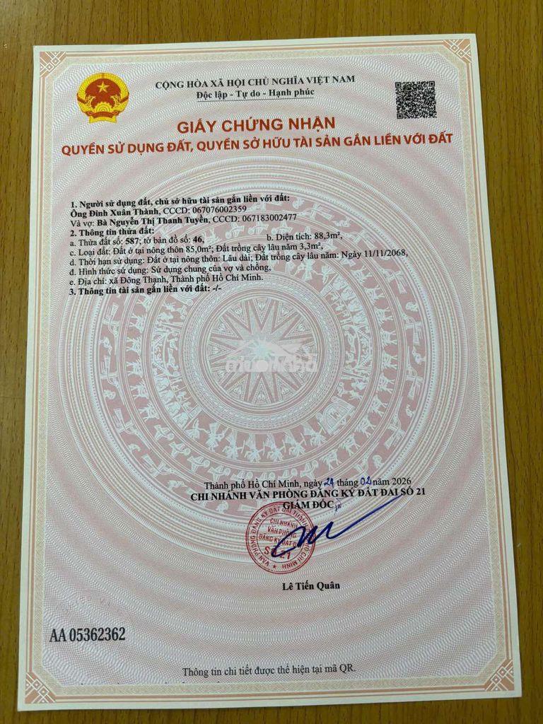 Đất mặt tiền đường đt 6-3, trịnh thị dối vào 100m. - 2