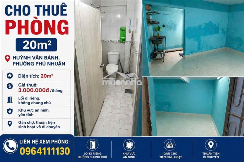 Cho thuê phòng 20m2 phú nhuận - không chung chủ