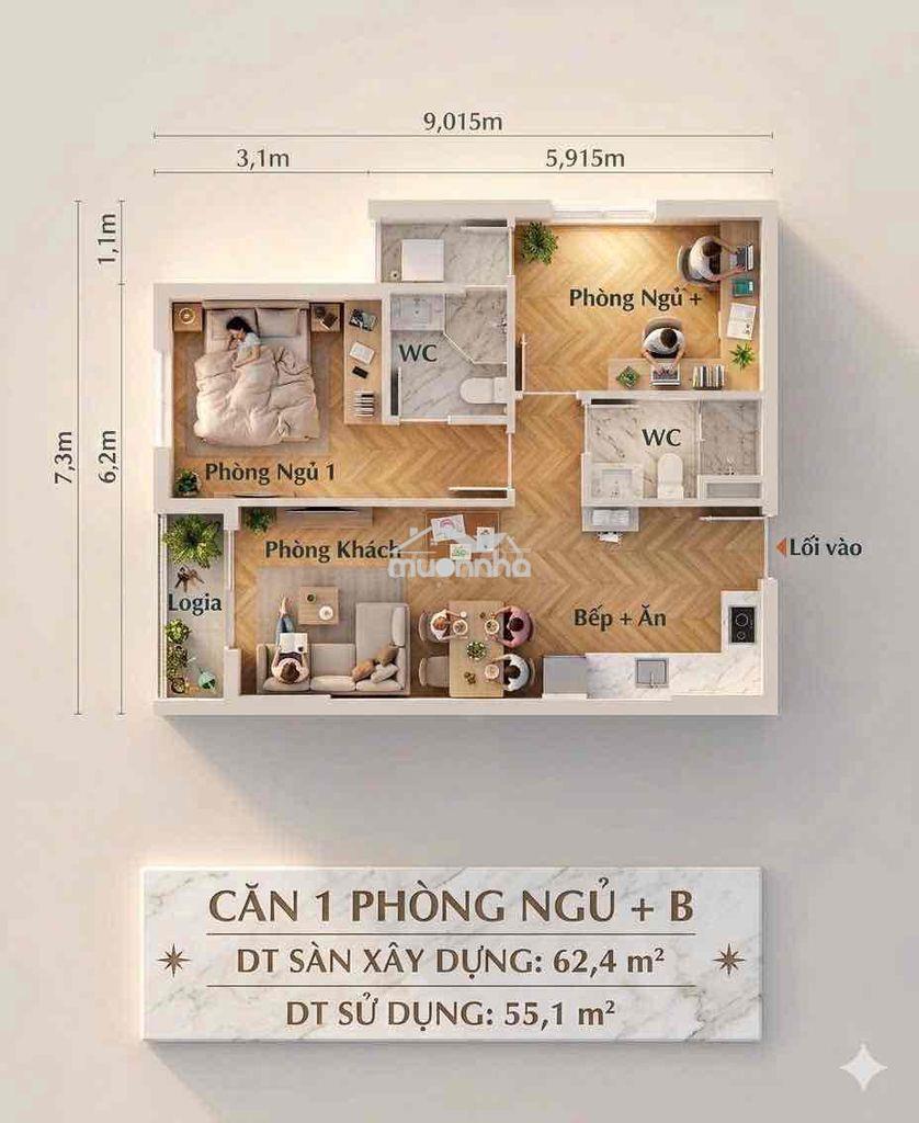 Noxh biên hoà 2pn2wc chỉ 323tr tiền tích luỹ, full nội thất - 2