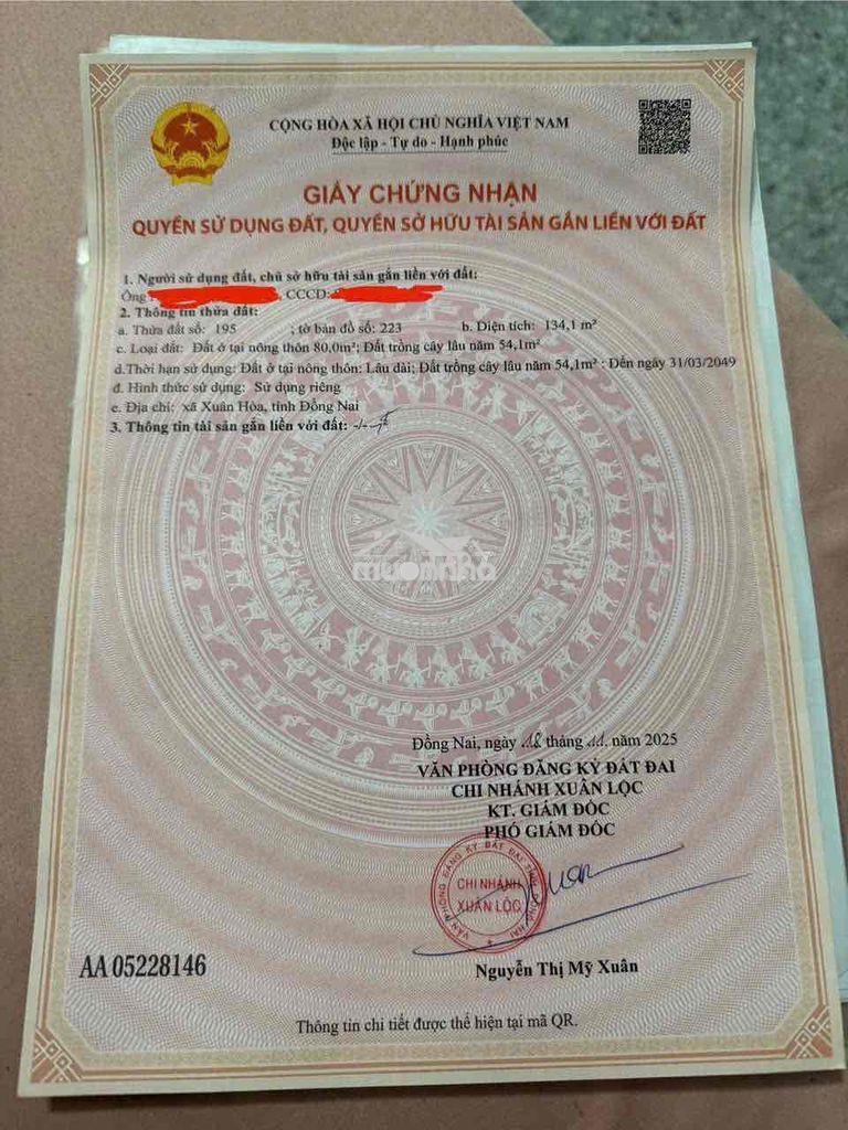 Nhà chính chủ  . xuân hoà xuân lộc đồng nai 1 tỷ 2