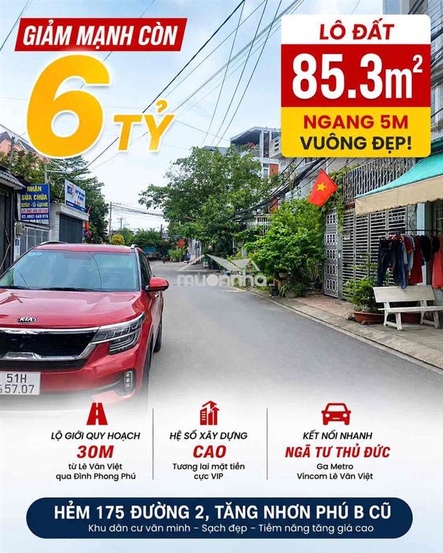 🔥Giảm mạnh còn 6️⃣ tỷ – lô đất 85.3m², ngang 5m vuông đẹp! 🔥