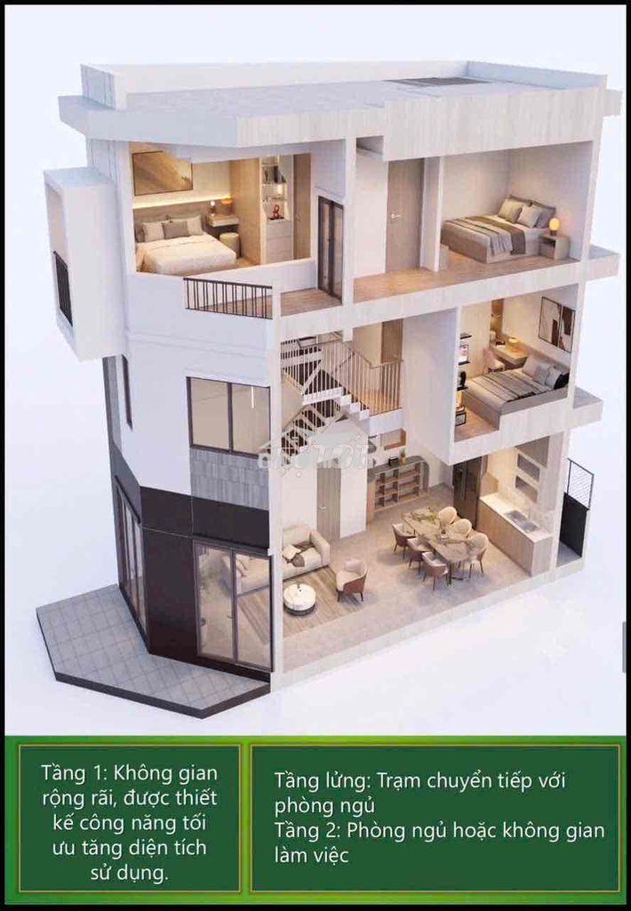 Nhà ở xã hội 1 trệt 1 lửng 1 lầu.mới xây hoàn toàn - 3