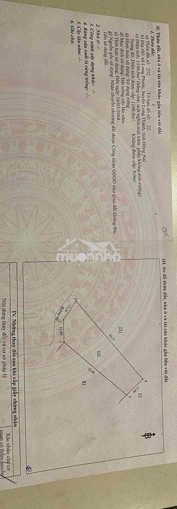 Bán đất cln long phước long thành gần sân bay long thành