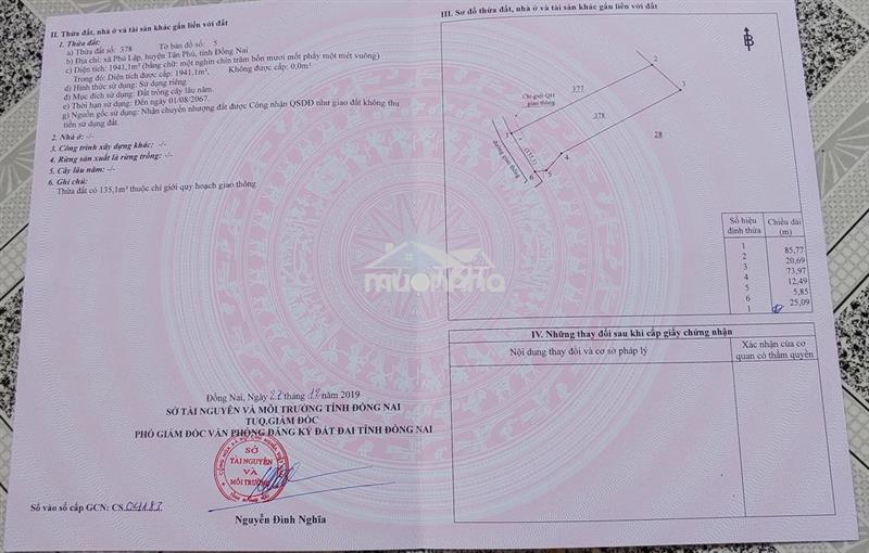 Bán đất phú lập cũ, tà lài , tân phú, đồng nai: 1,941 m², 25m mắt tiền
