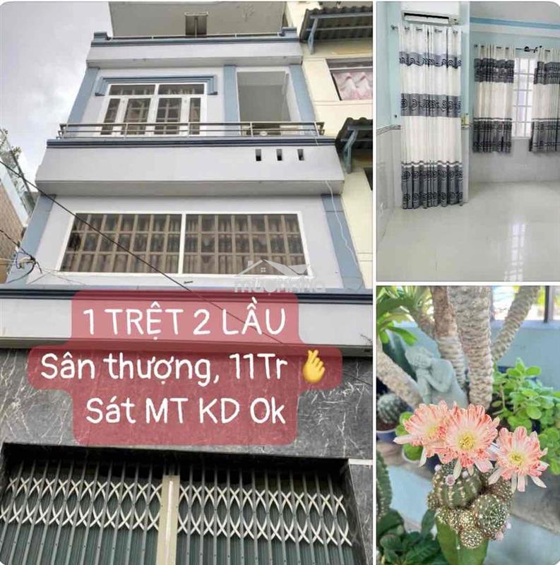 Nhà rẻ 11tr, 1 trệt 3tầng sân thượng, sát mặt tiền ở và kd ok ngon