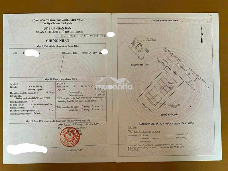 Căn hộ trung tâm quận 3 - gia 1ty670 (sổ  hồng riêng)