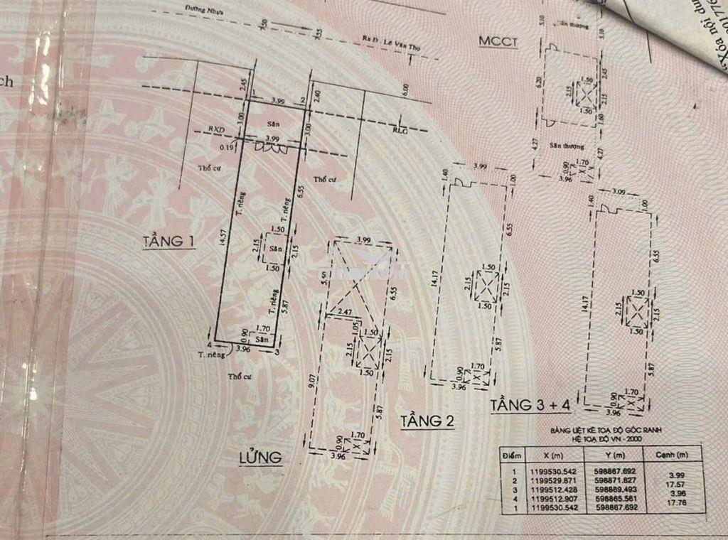 Bán nhà 1 trục kd 10m lê văn thọ, cv làng hoap9, 80m2, 4 lầu, 10.5tytl - 3