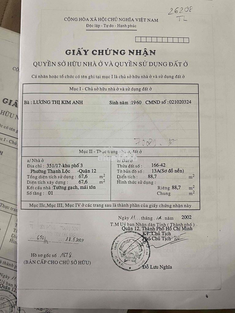 Chính chủ bán nhà hẻm trục 9m