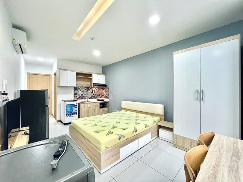 Cho thuê studio 30m2 có máy giặt, sấy riêng - thang máy - hầm xe - bảo vệ 24/24 - ngay ngã tư hàng xanh - hutech - ngoại thương - 2