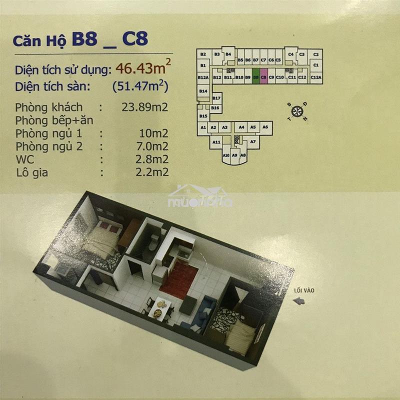 Bán căn hộ 50m2, 2pn, 1wc, hqc hóc môn, 1,050 tỷ full sổ