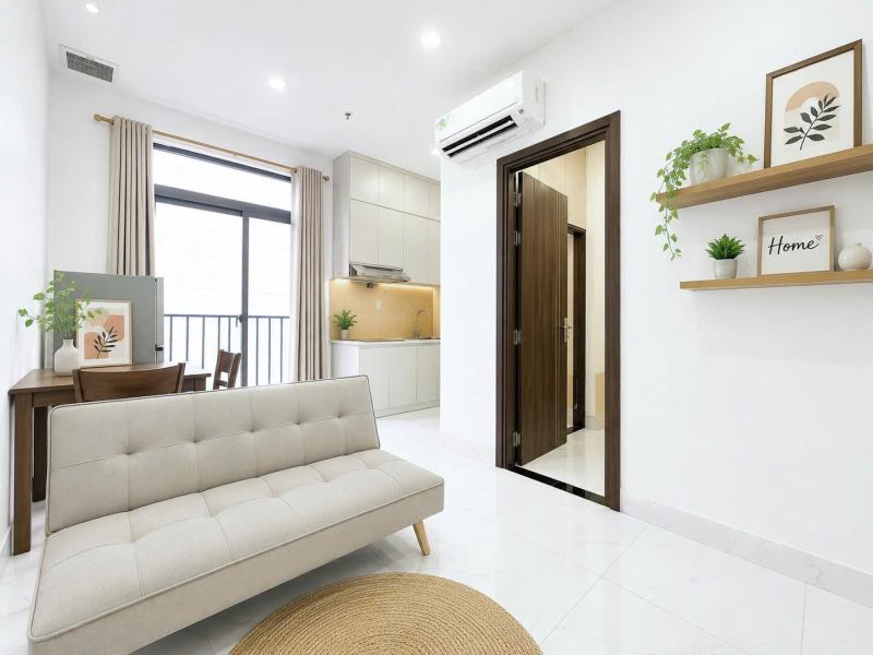 Thuê ngay căn hộ ban công tách bếp riêng biệt 45m2 rộng thoáng sát q1 thuận tiện di chuyển an ninh  - Ảnh 2