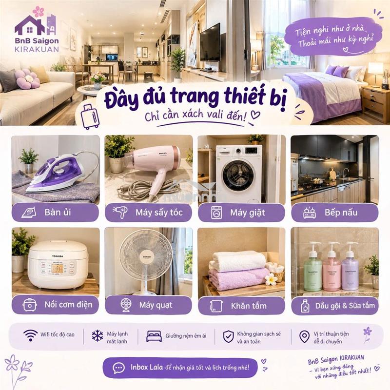 Căn hộ 2 phòng ngủ – đầy đủ tiện nghi, xách vali đến ở ngay