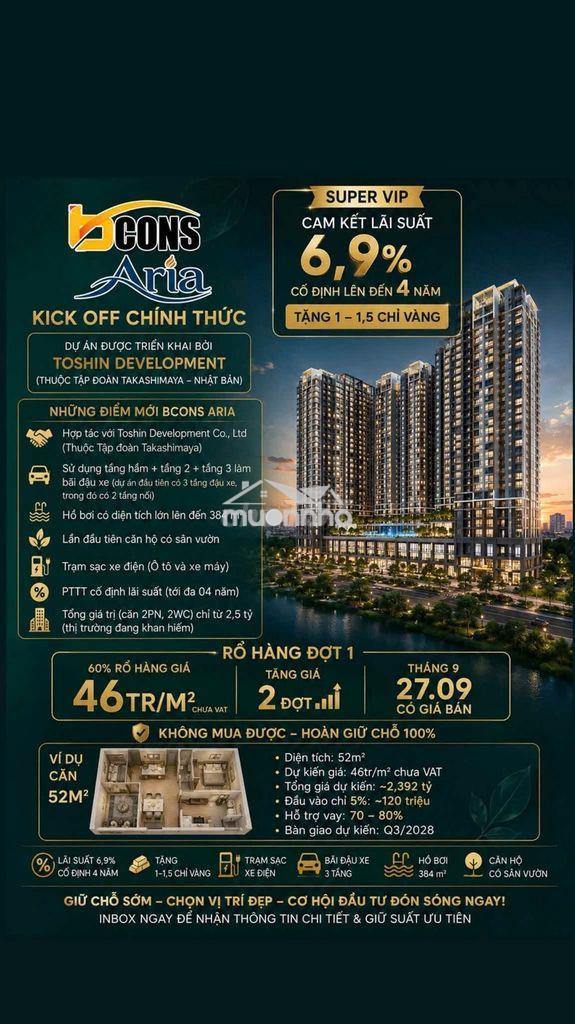 Căn hộ 2pn-2wc bcons aria ngay làng đại học tp.hcm chỉ từ 2,5 tỷ  - Ảnh 3