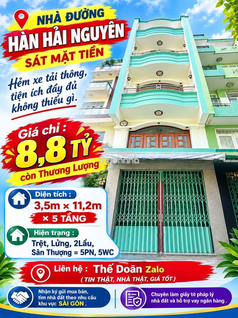 Nhà hàn hải nguyên sát mặt tiền, hẻm xe tải thông, tiện ích đầy đủ