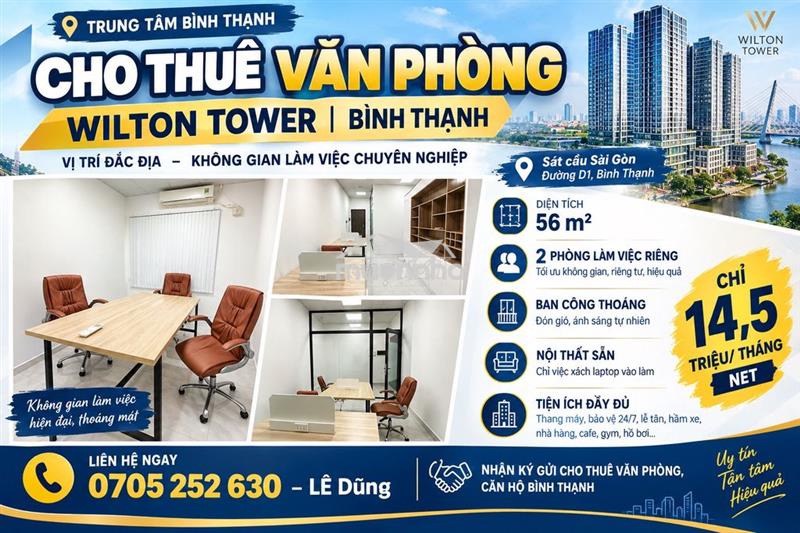 Cho thuê officetel wilton tower – 56m² – chỉ 14,5 triệu/tháng