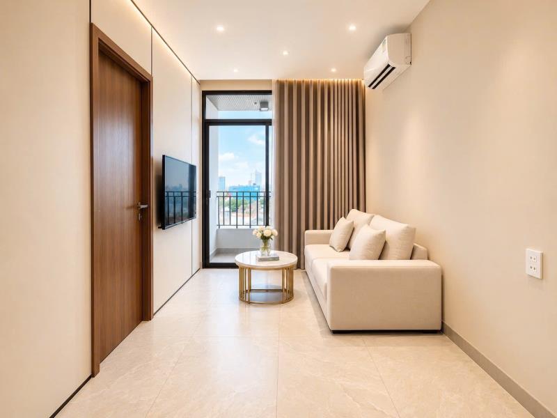Cho thuê căn hộ cao cấp dạng studio/1 phòng ngủ ban công - thang máy - đối diện landmark81 - điện biên phủ