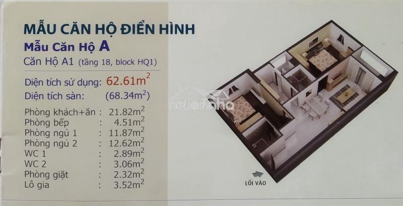 Bán căn góc lô hq1 giá 1.350 tỷ,2pn tặng nội thất